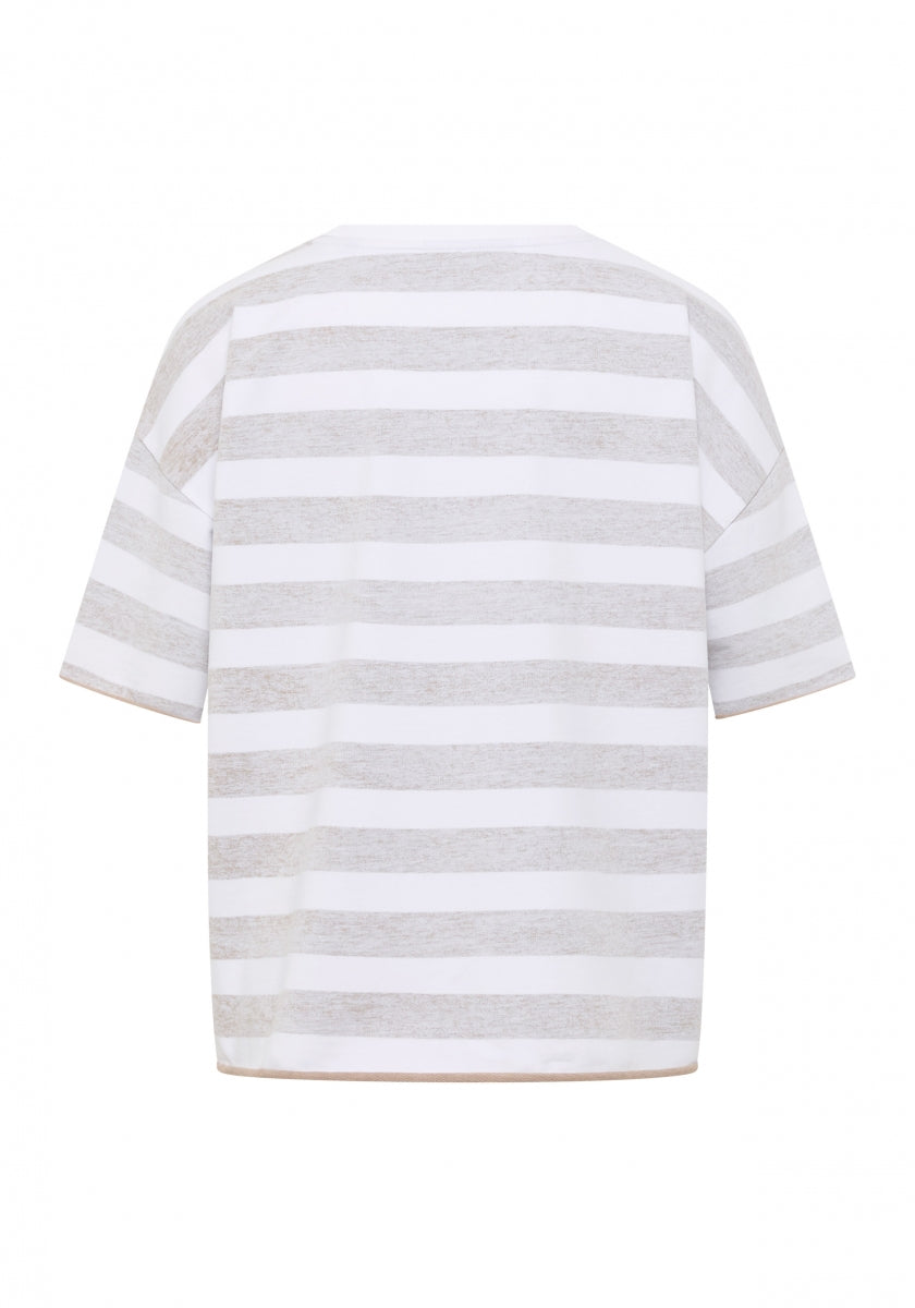 Camel + Bright White STRIPE