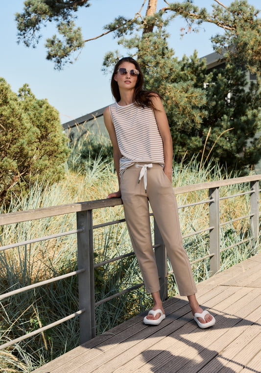 Camel + Bright White STRIPE