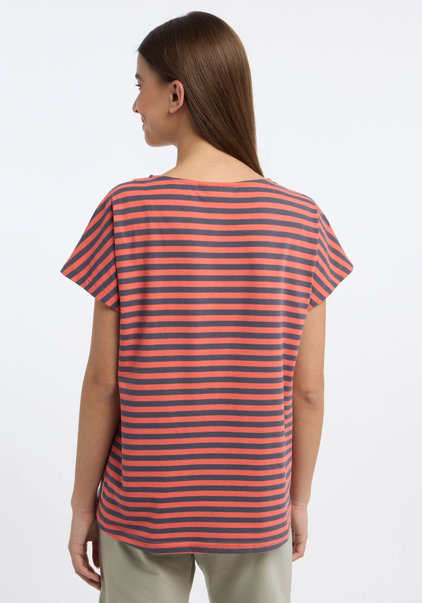 Hot Coral + Charcoal STRIPE