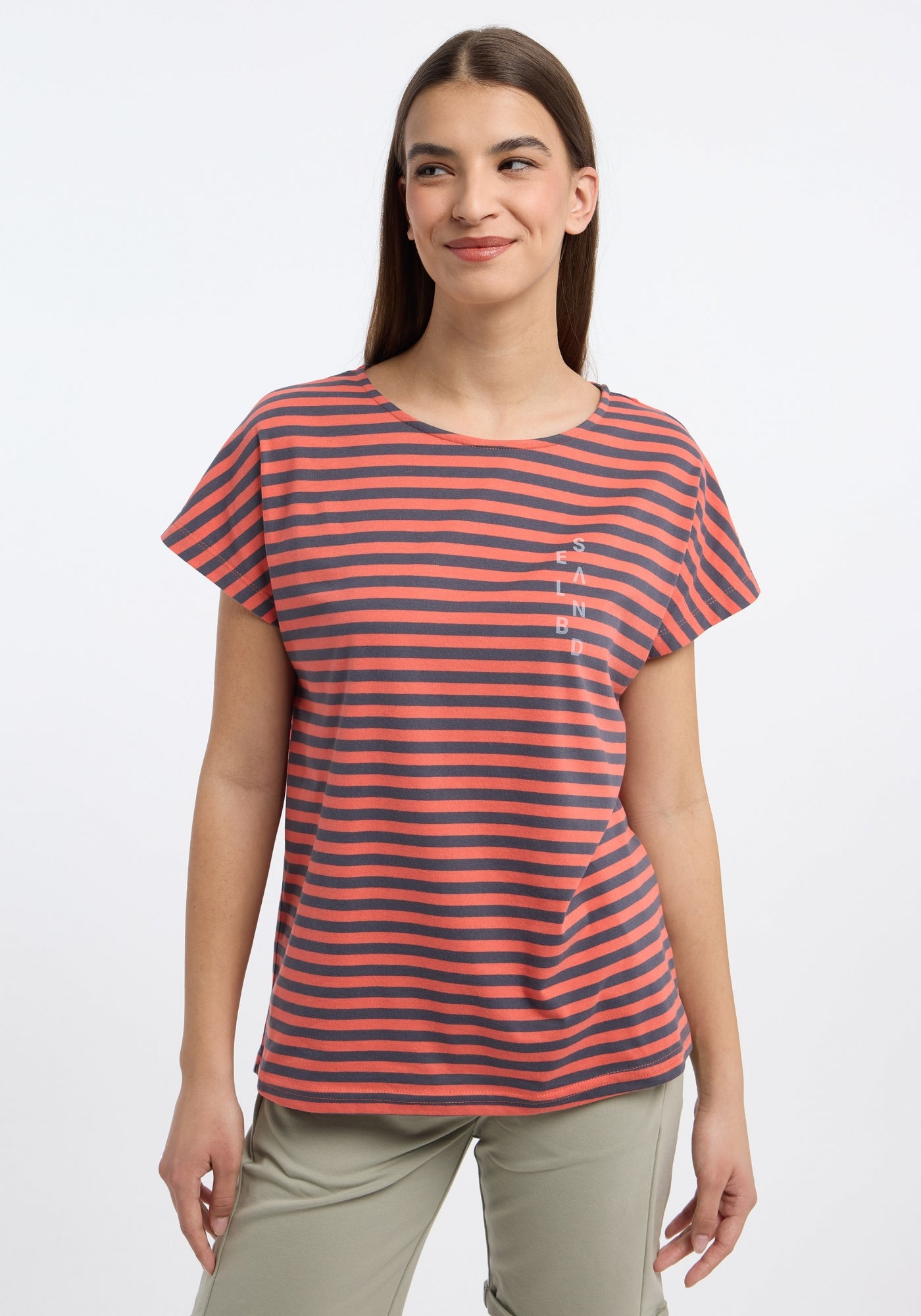 Hot Coral + Charcoal STRIPE