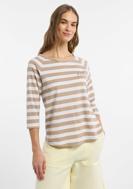 Camel + Bright White STRIPE