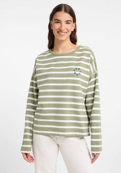 Green Leaf + Cloud White STRIPE