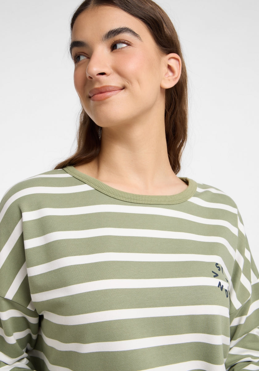 Green Leaf + Cloud White STRIPE